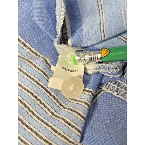 Gap Blue Striped Tiered Puff Sleeve Mini Shirt Dress S Academia Patchwork Prep - Picture 5 of 7